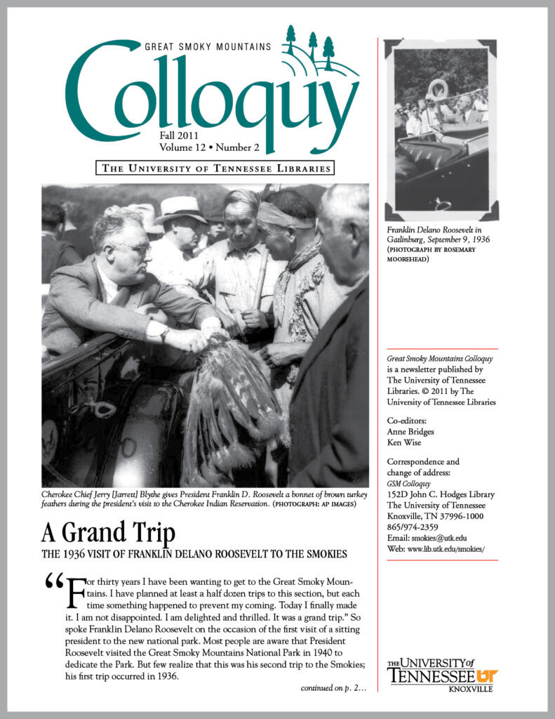 Cover of a 2011 issue of the Great Smoky Mountains Colloquy