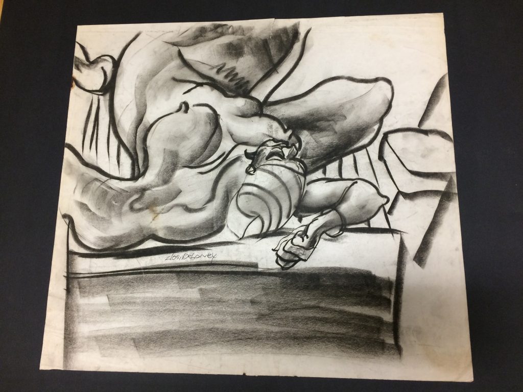 sketch of reclining nude by Joseph Delaney