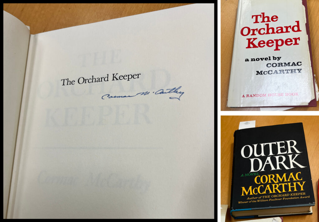 Signed copy of The Orchard Keeper and first edition of Outer Dark by Cormac McCarthy