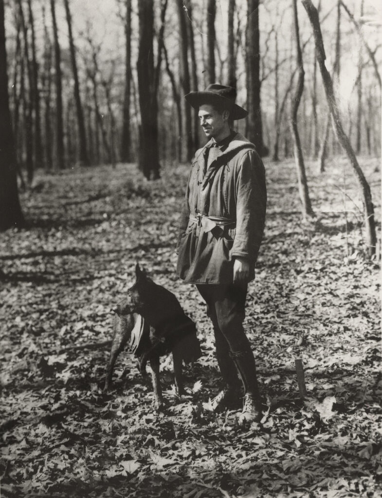 Paul Adams with his dog Smoky Jack, 1925 (