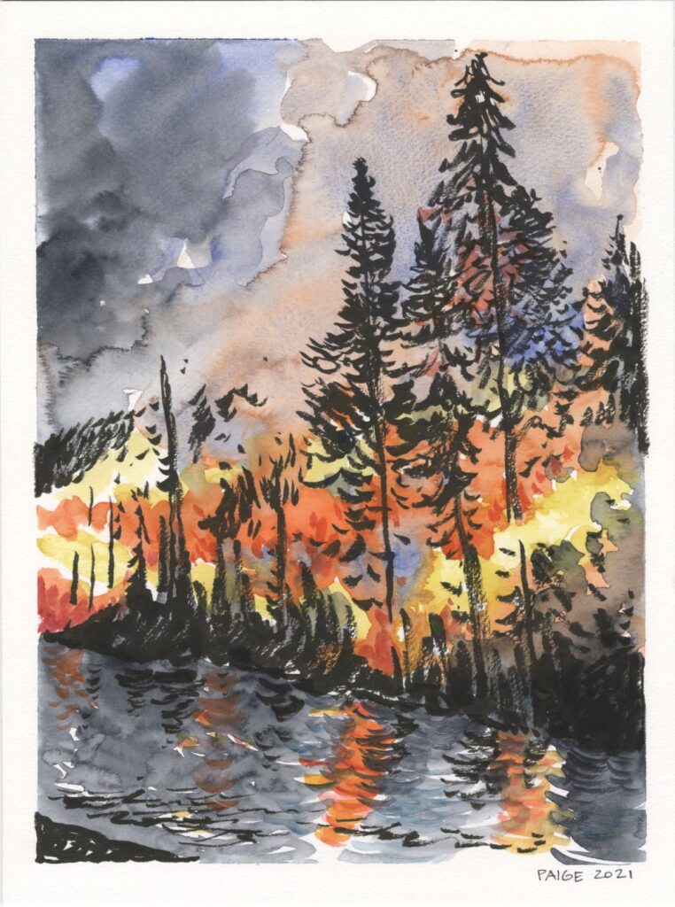 Chimney Tops 2 Wildfires: “The Wildfires.” Drawing by Paige Braddock.