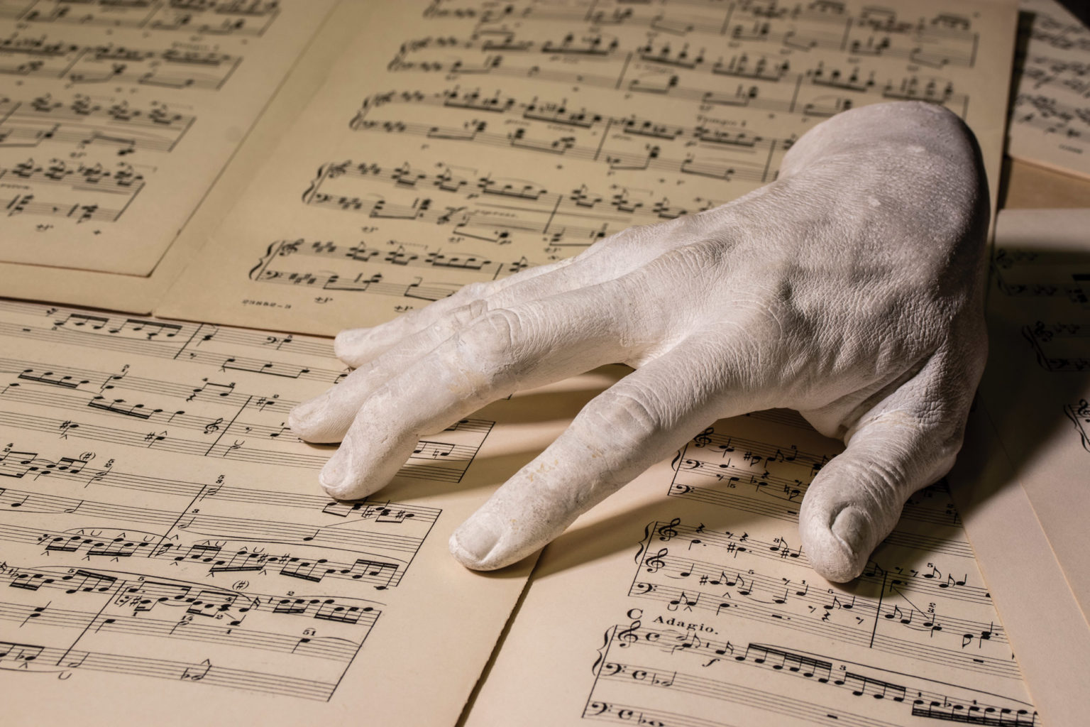 plaster cast of a pianist's hand