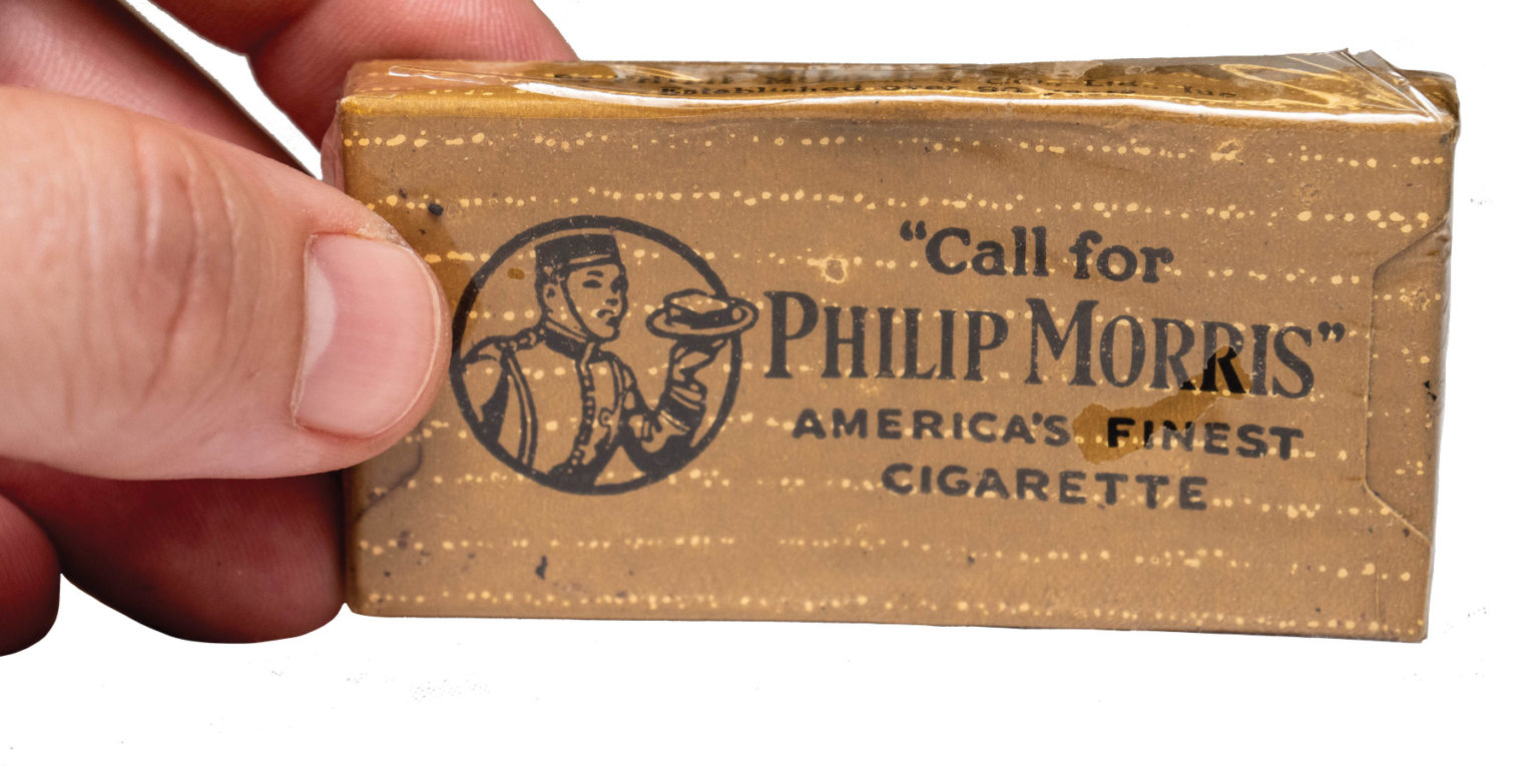 a package of Phillip Morris cigarettes dating from World War II