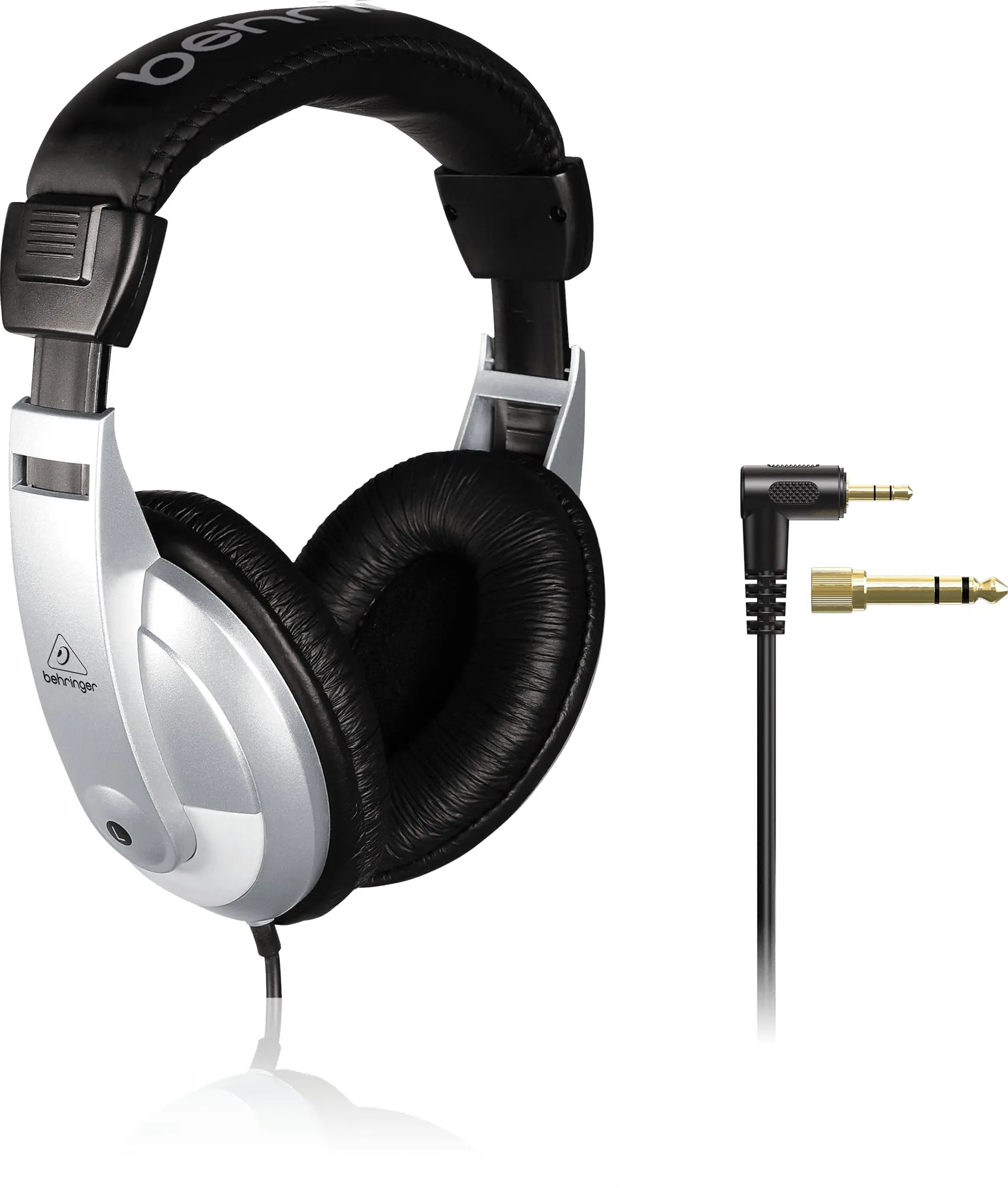 wired headphones with a 3.5 millimeter connection and a quarter-inch adapter