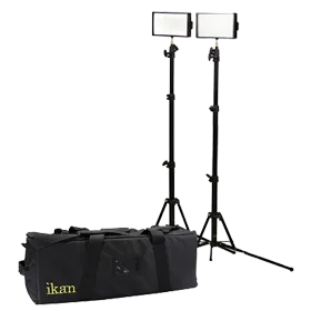 two lights on upright stands for directional photography lighting