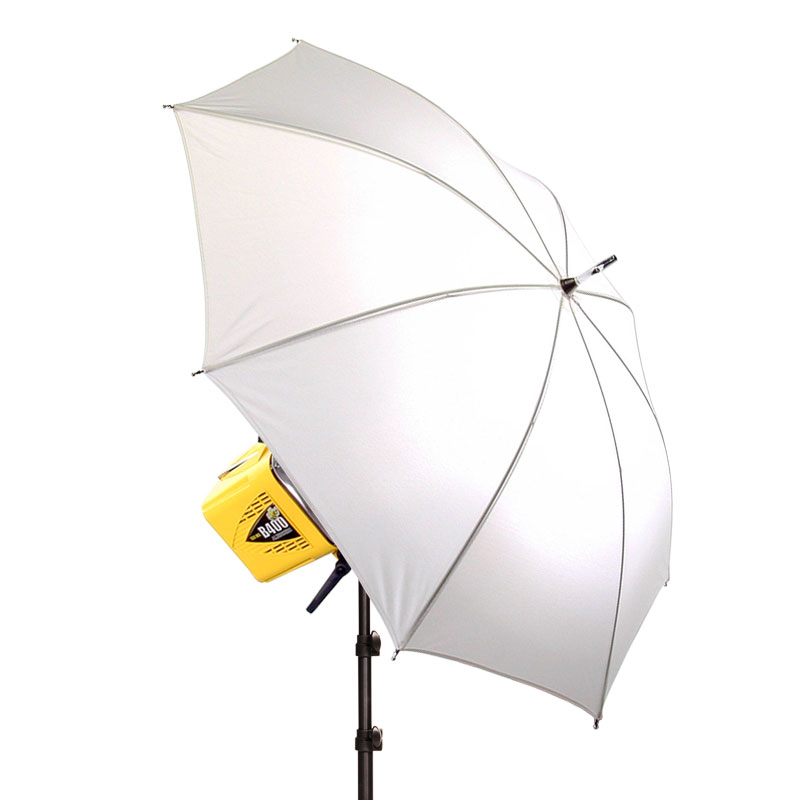 shoot through umbrella used to diffuse light for photos and video