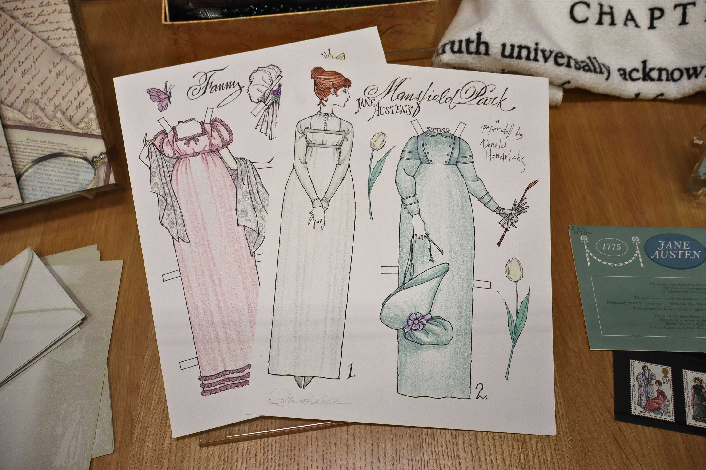 Paper dolls representing characters from Jane Austen novels