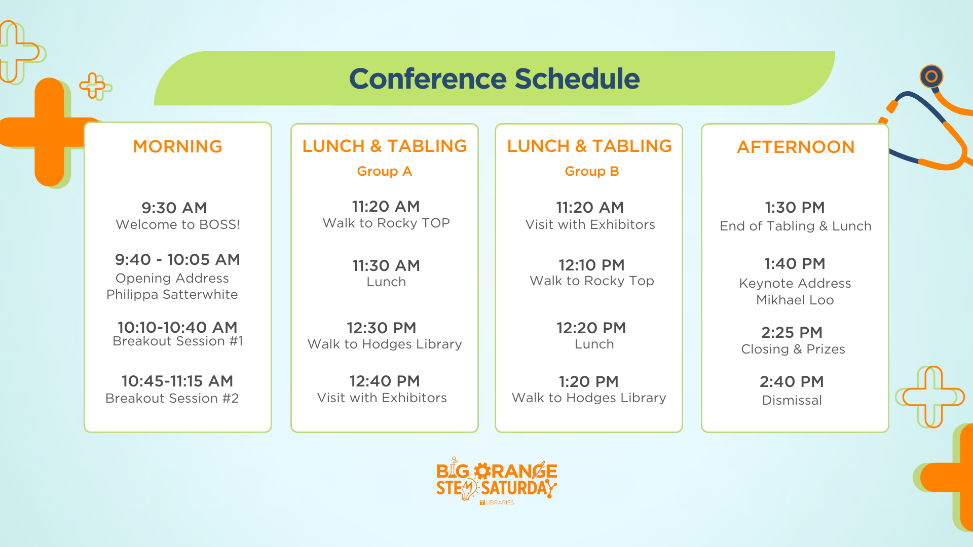 2026 Big Orange STEM Saturday Conference Schedule