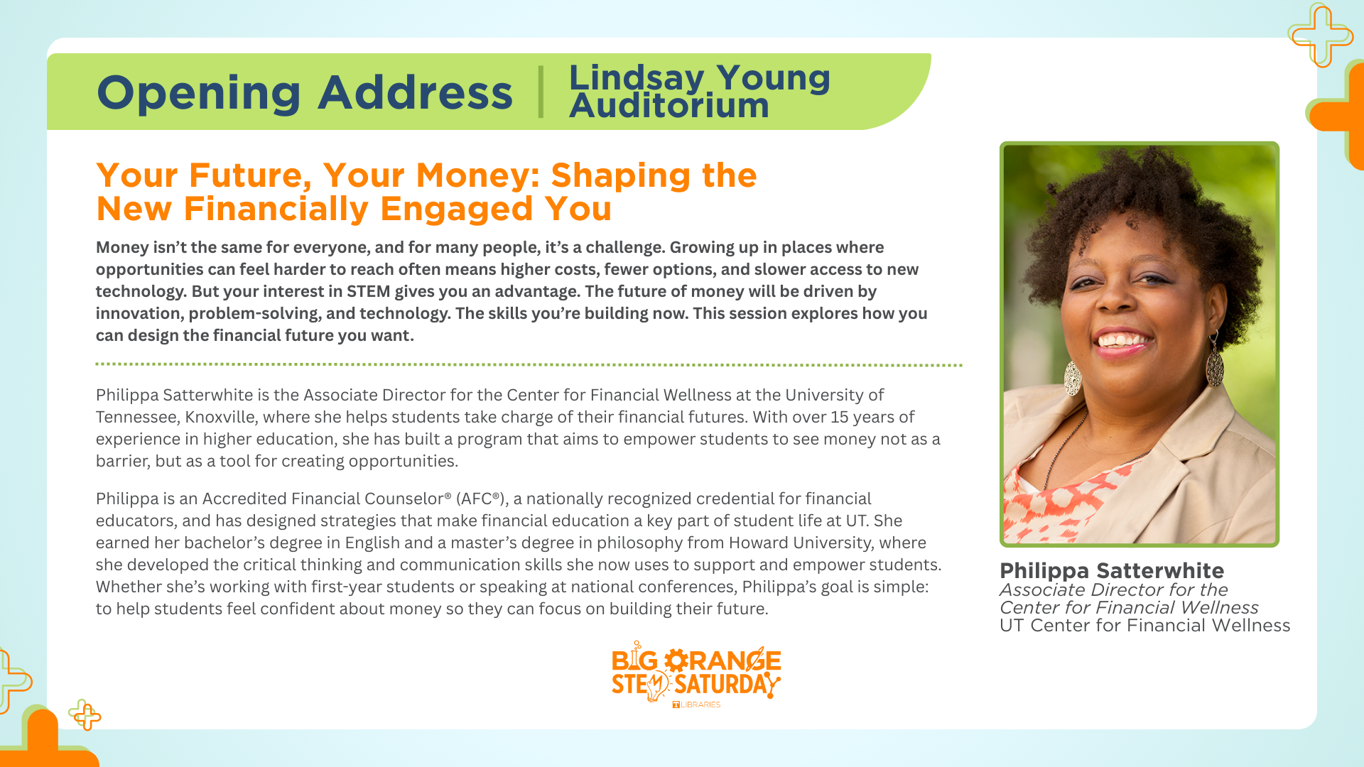 Opening Address Speaker Philippa Satterwhite