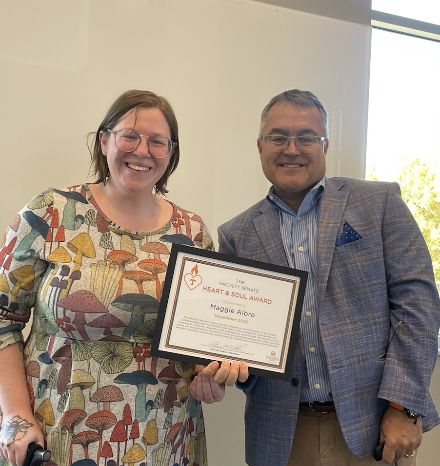 Librarian Maggie Albro and Faculty Senate President Charlie Noble