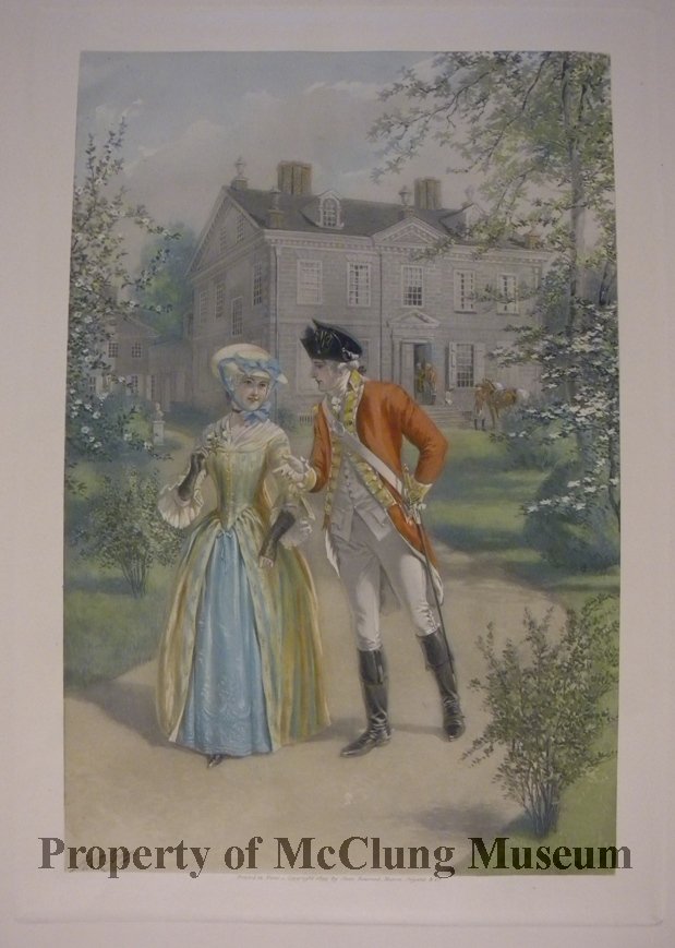 "A Colonial Courtship," 1899, color lithograph after an original painting by H. A. Ogden.