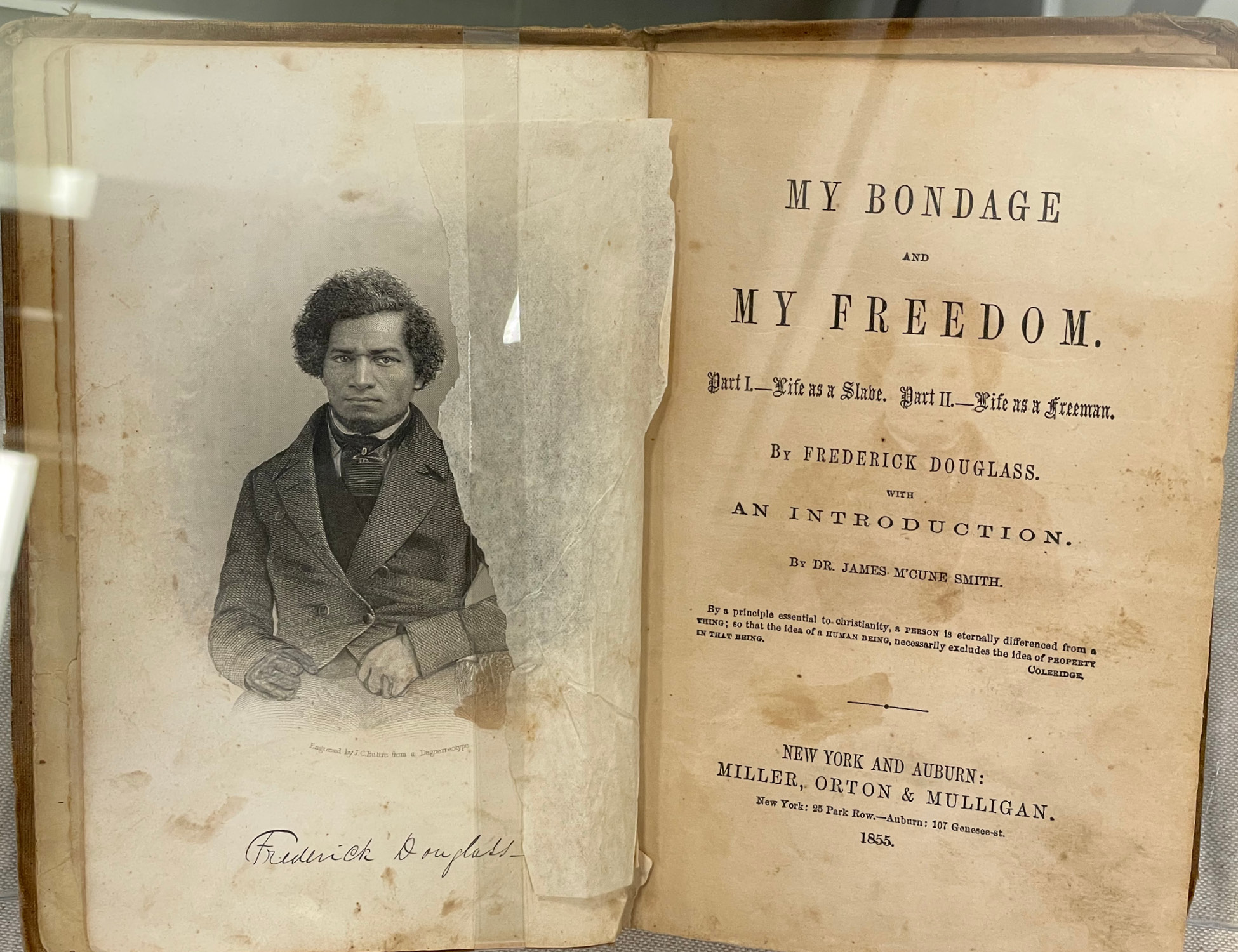 Title page and frontispiece for Frederick Douglass's "My Bondage and My Freedom"