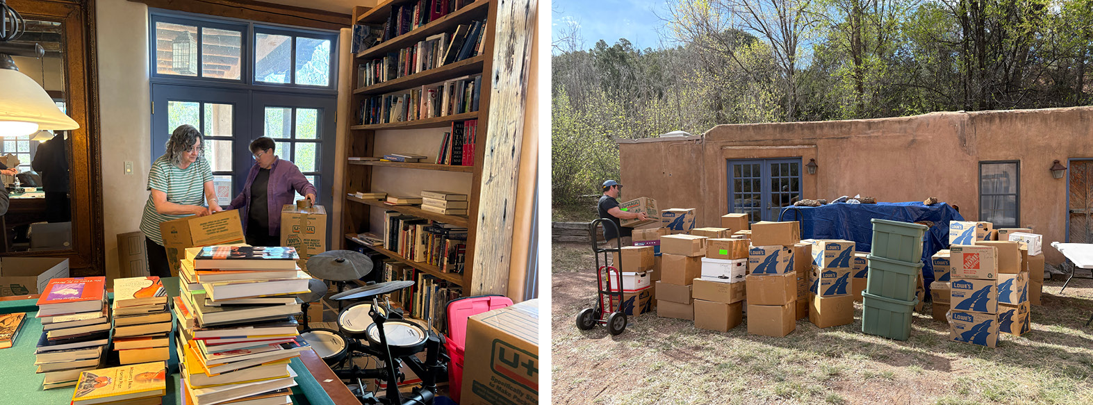 UT Libraries staff pack up books from Cormac McCarthy’s personal library.