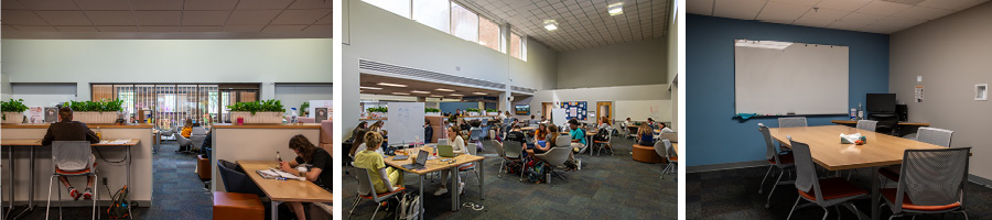 various study areas around Pendergrass Library