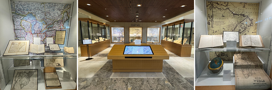 panorama of Map Exhibit, Hodges Library, fall 2026