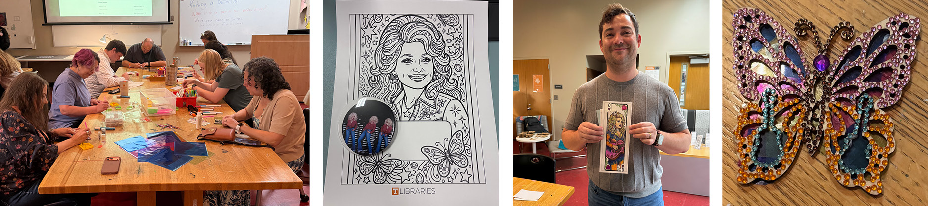 making crafts in the Medbery Makerspace in celebration of Dolly Parton's life