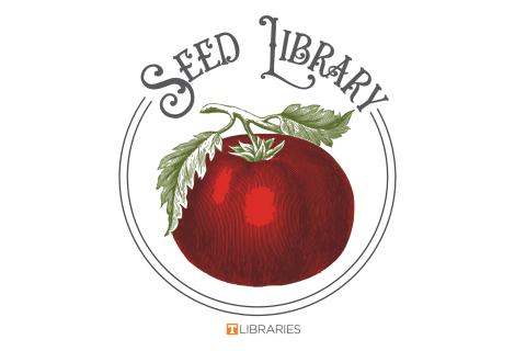 Seed Library graphic featuring a tomato