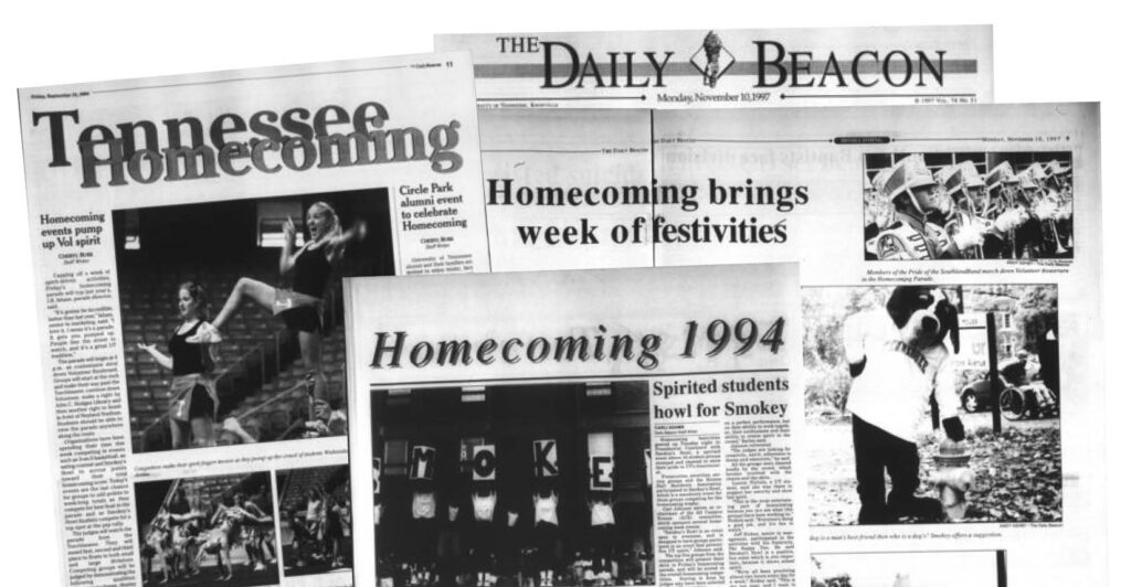 A collage of Homecoming features from The Daily Beacon